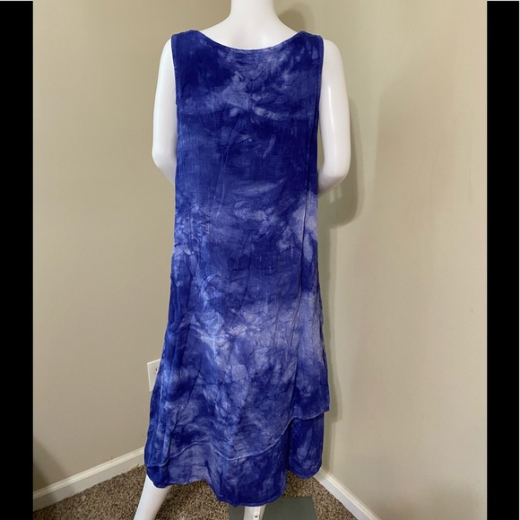 Cottonways blue tie dye maxi dress Layered Brushed Cotton Size M - Picture 3 of 4